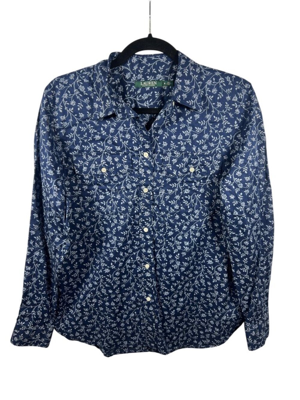 Lauren Ralph Lauren Top Womens Medium Button Down Shirt Lightweight Floral Work